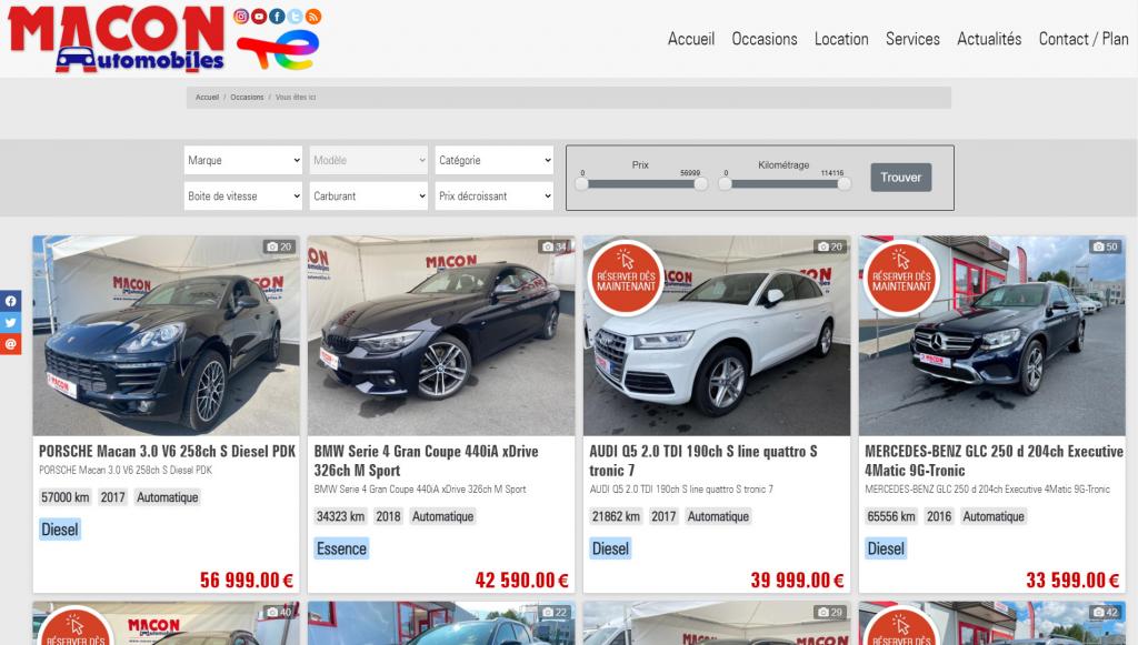 Mise à jour Site de Macon Automobiles